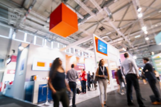 Intentionally blurred trade fair background